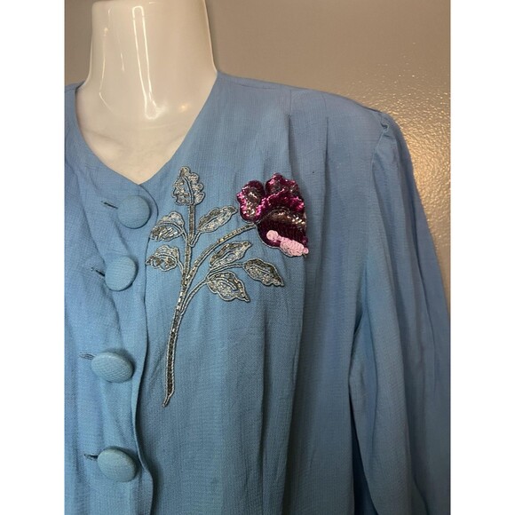 Vintage Phoenix Sportswear Jacket Womens Medium Large Light Blue Peplum Sequin - Picture 4 of 6